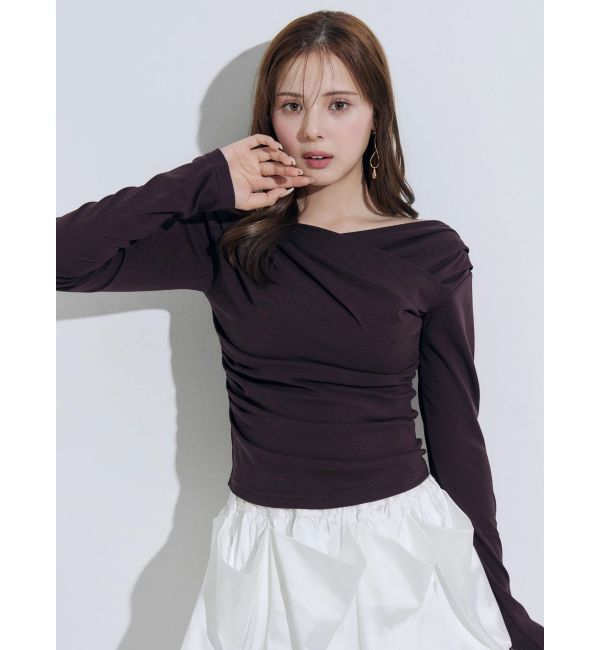 MERCURYDUO「オフショルタックトップス」|Tシャツ・カットソー|ブラウン