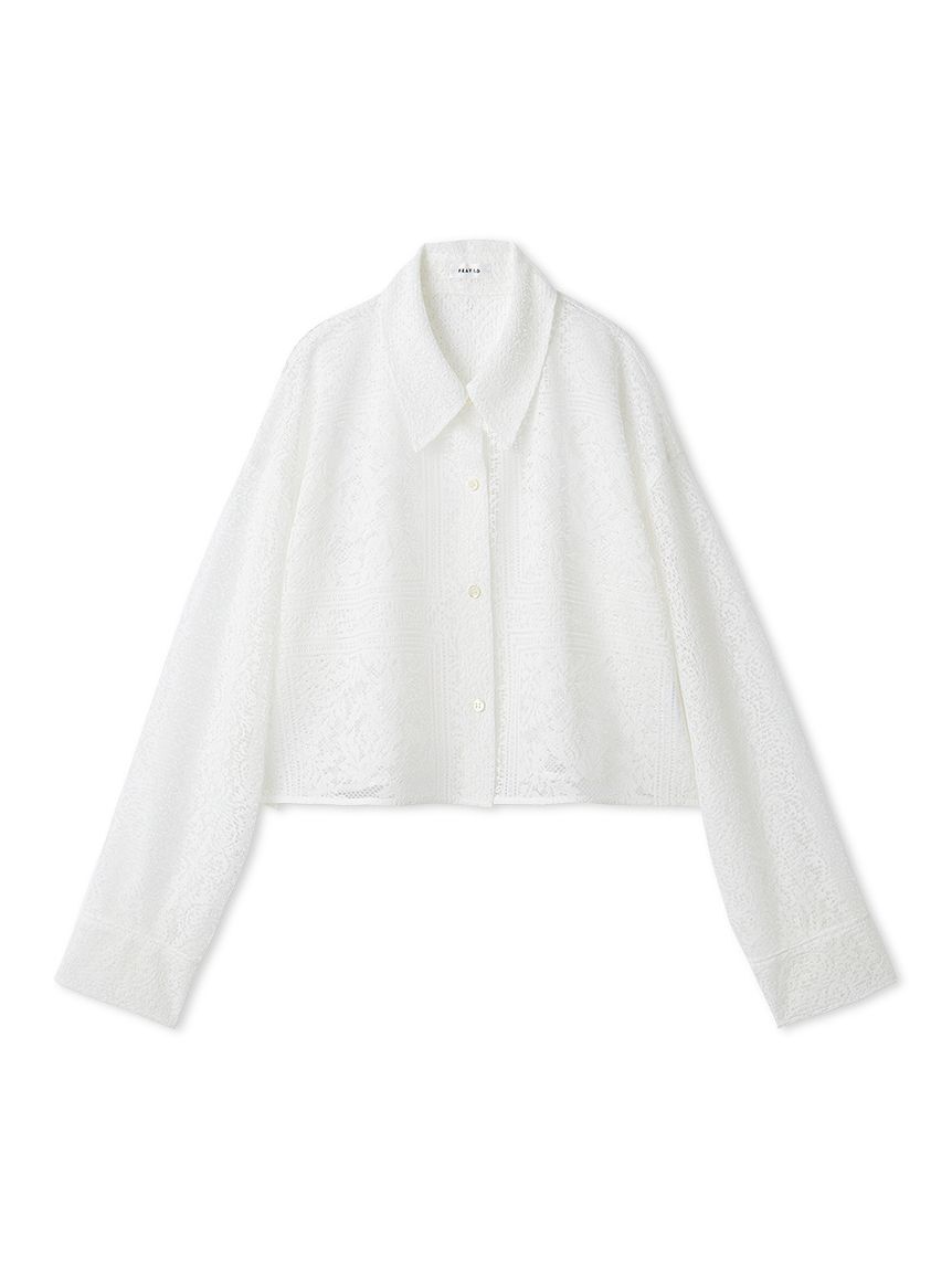 FRAY I.D「パネルレースレースクロップドシャツ」|シャツ・ブラウス|WHT