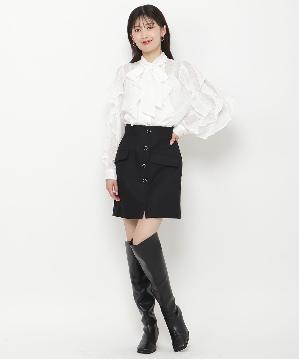 アンドクチュール「フラップミニスカート」|台形|