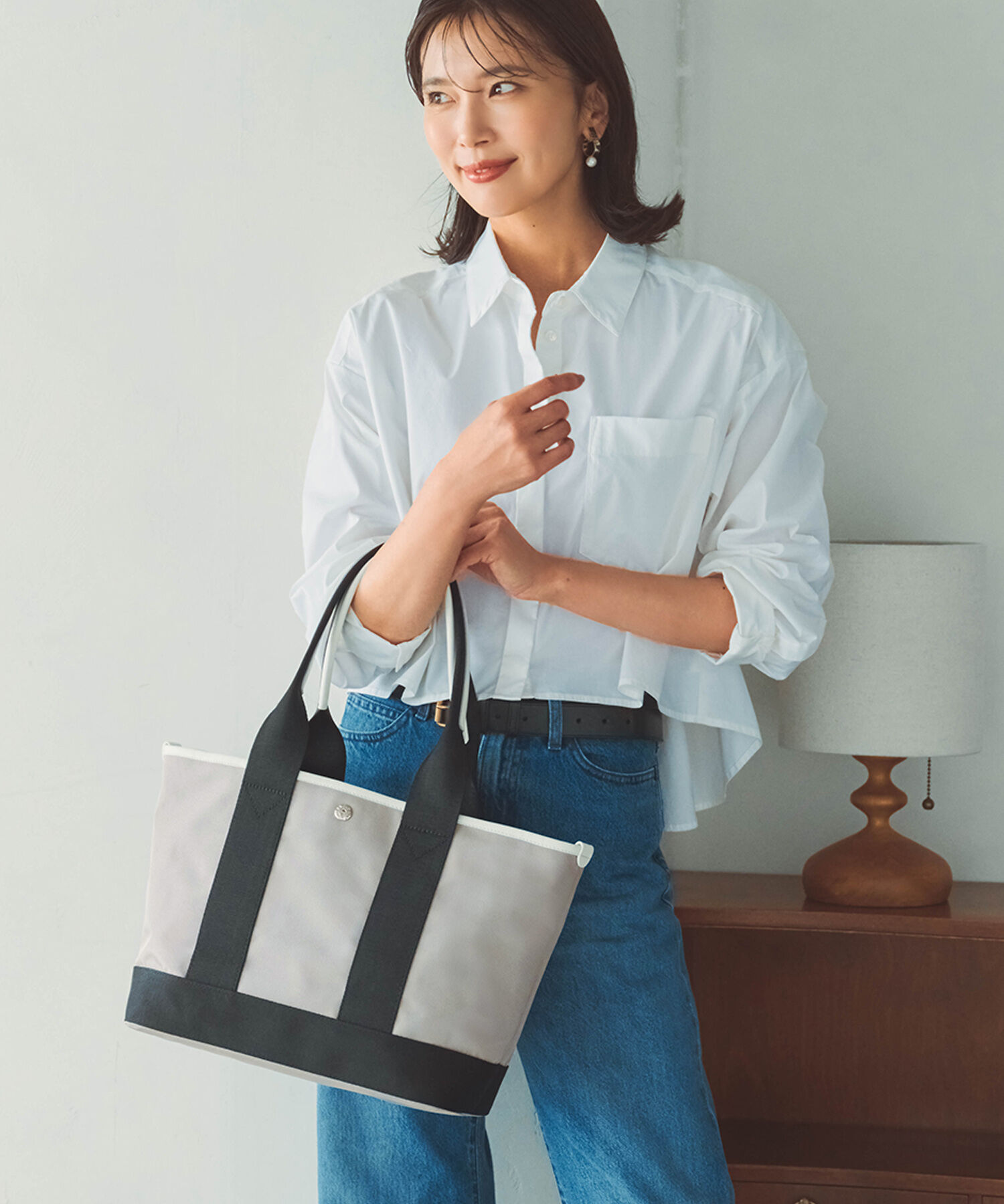 TOPKAPI BREATH「【Breath TOPKAPI sis】【WEB限定】ナイロン ロングハンドル トートバッグ」|トートバッグ|グレージュ