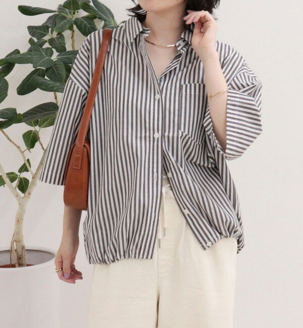 fredy emue「【人気につき半袖Ver.で再登場】汗染み軽減加工COTTON半袖シャツブルゾン」|シャツ・ブラウス|ブラウン系その他
