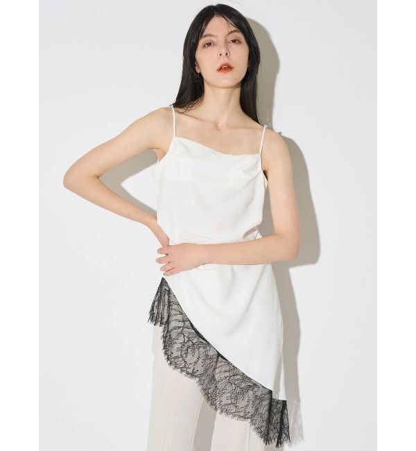 ELENDEEK「ASYMMETRY DRAPE CAMI」|キャミソール|オフホワイト