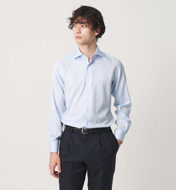 UNITED ARROWS「イージーケア AG パナマ ワイドスプレッドカラー シャツ 抗菌防臭 通気性」|シャツ・ブラウス|LT.BLUE