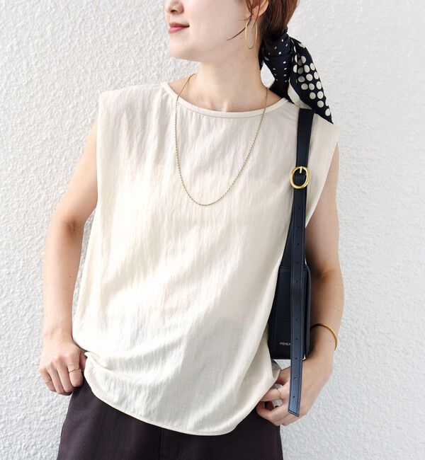 SHIPS for women「【実力派ベーシック】〈手洗い可能〉レーヨン ナイロン 深 ベンツ ノースリーブ プルオーバー」|Tシャツ・カットソー|