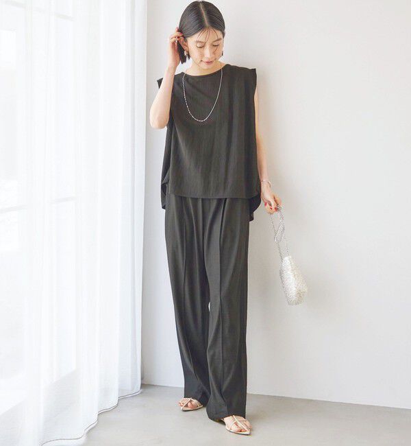 SHIPS for women「【実力派ベーシック】〈手洗い可能〉レーヨン ナイロン 深 ベンツ ノースリーブ プルオーバー」|Tシャツ・カットソー|