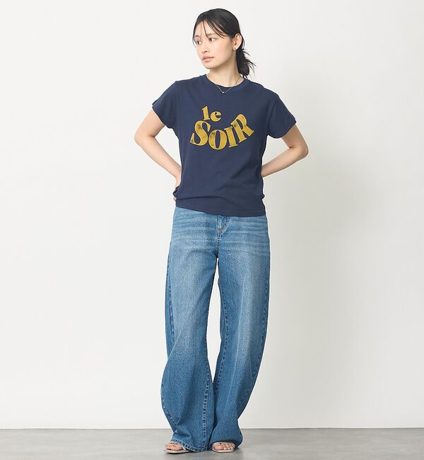 abahouse mavie「【新色チャコールグレー入荷】甘編み天竺フロッキープリントTシャツ」|Tシャツ・カットソー|