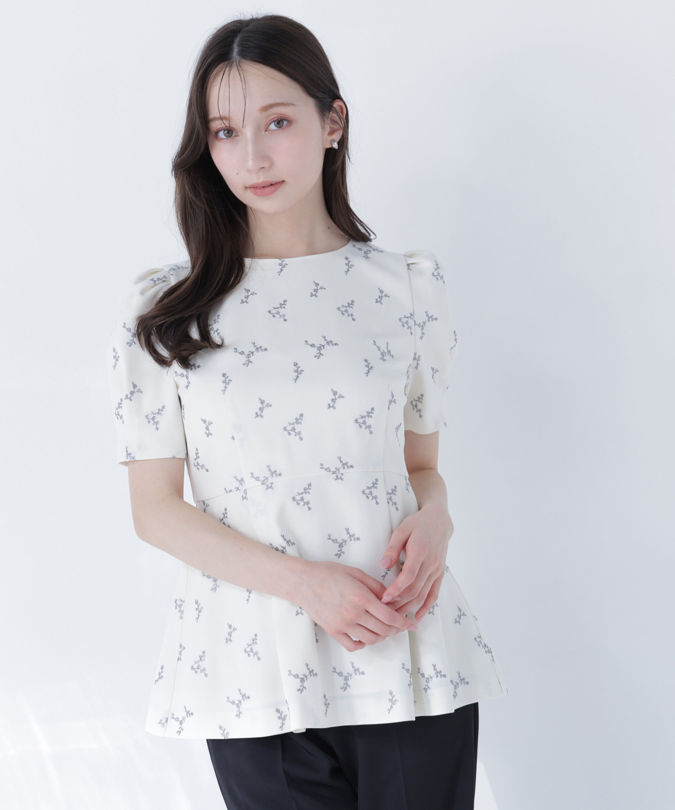  「ラメ刺繍ペプラムブラウス」|シャツ・ブラウス|オフホワイト 2