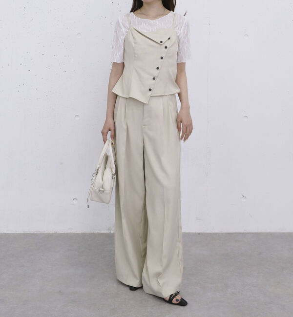 archives「【ＯＮかわ】Ｆボタンフレアビスチェ&times;スラックスＳＥＴ」|ワンピース|BEIGE