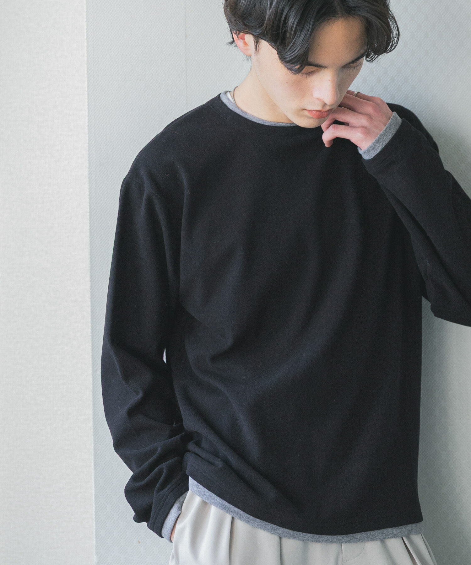 SENSE OF PLACE by URBAN RESEARCH「フェイクレイヤードロングTシャツ」|Tシャツ・カットソー|ブラック