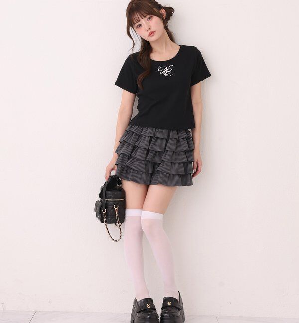  「ストーン付ワンポイント刺繍ロゴTee」|プルオーバー|