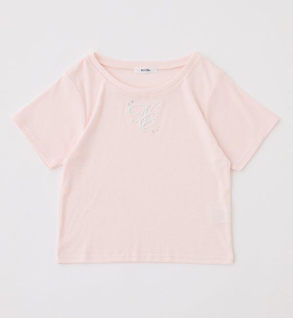  「ストーン付ワンポイント刺繍ロゴTee」|プルオーバー|