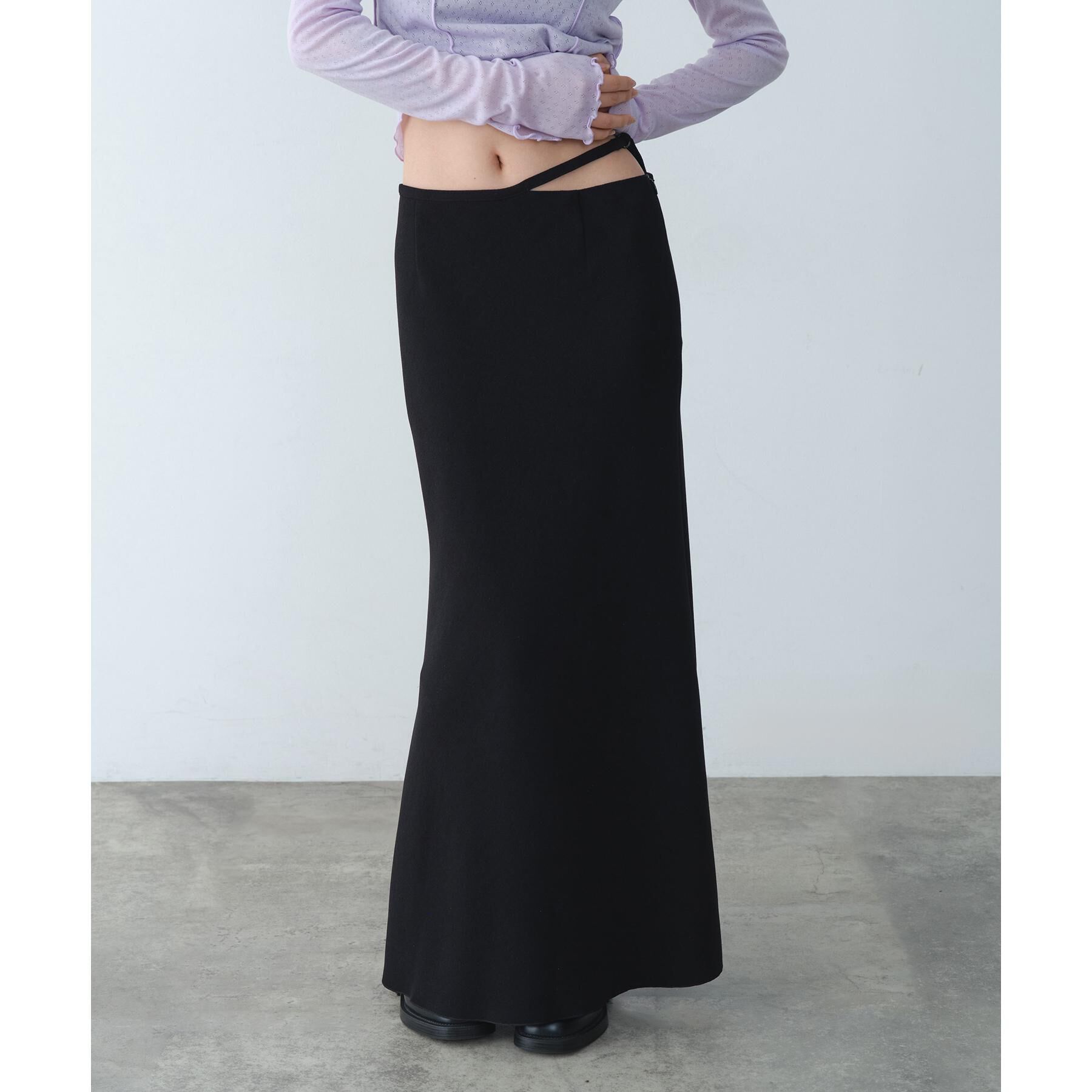 CODE A「【ReRe】easy－fit long skirt」|スカート|ブラック(019)