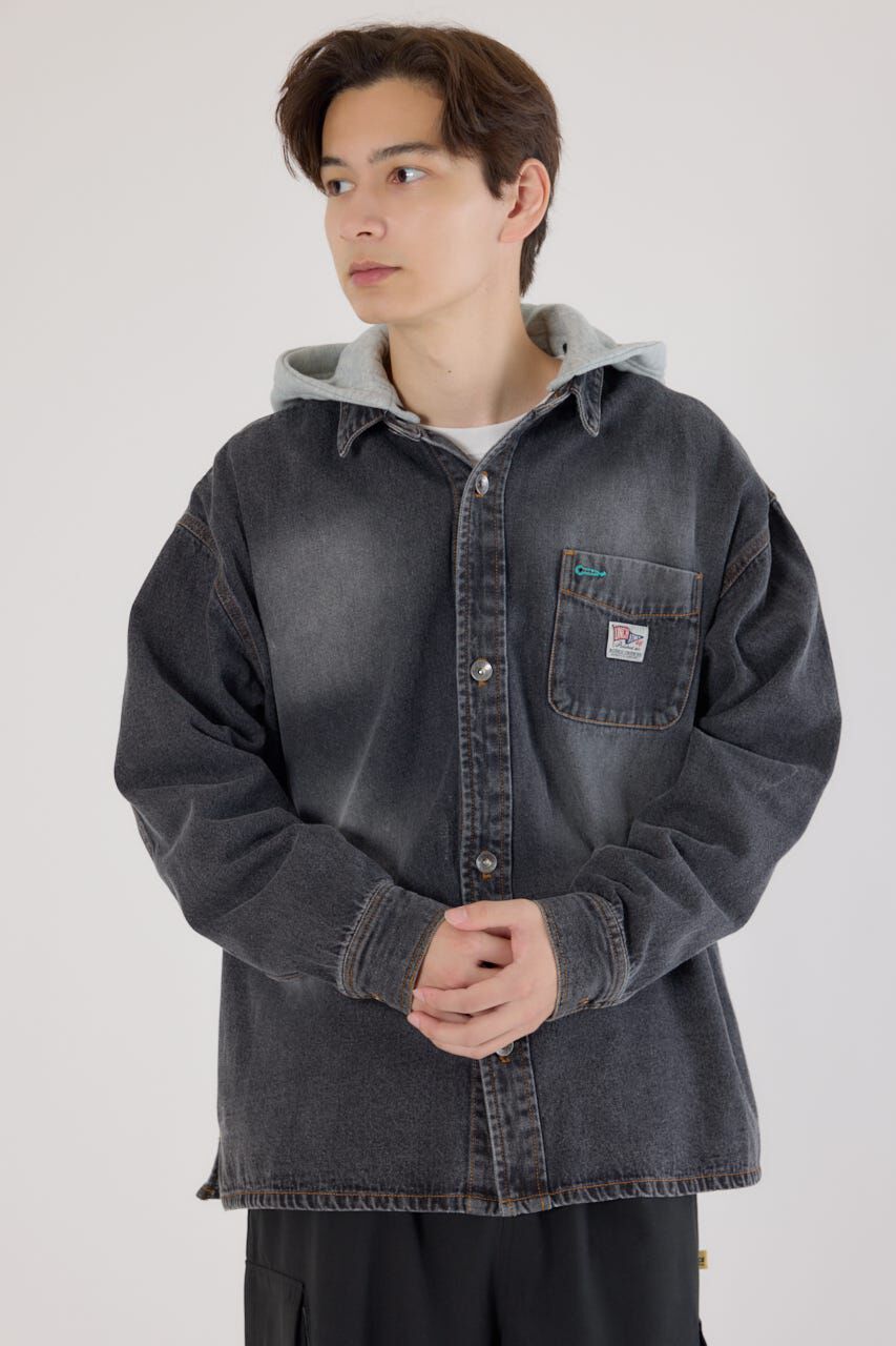 RODEO CROWNS「フーデッドデニムシャツジャケット」|その他|BLK