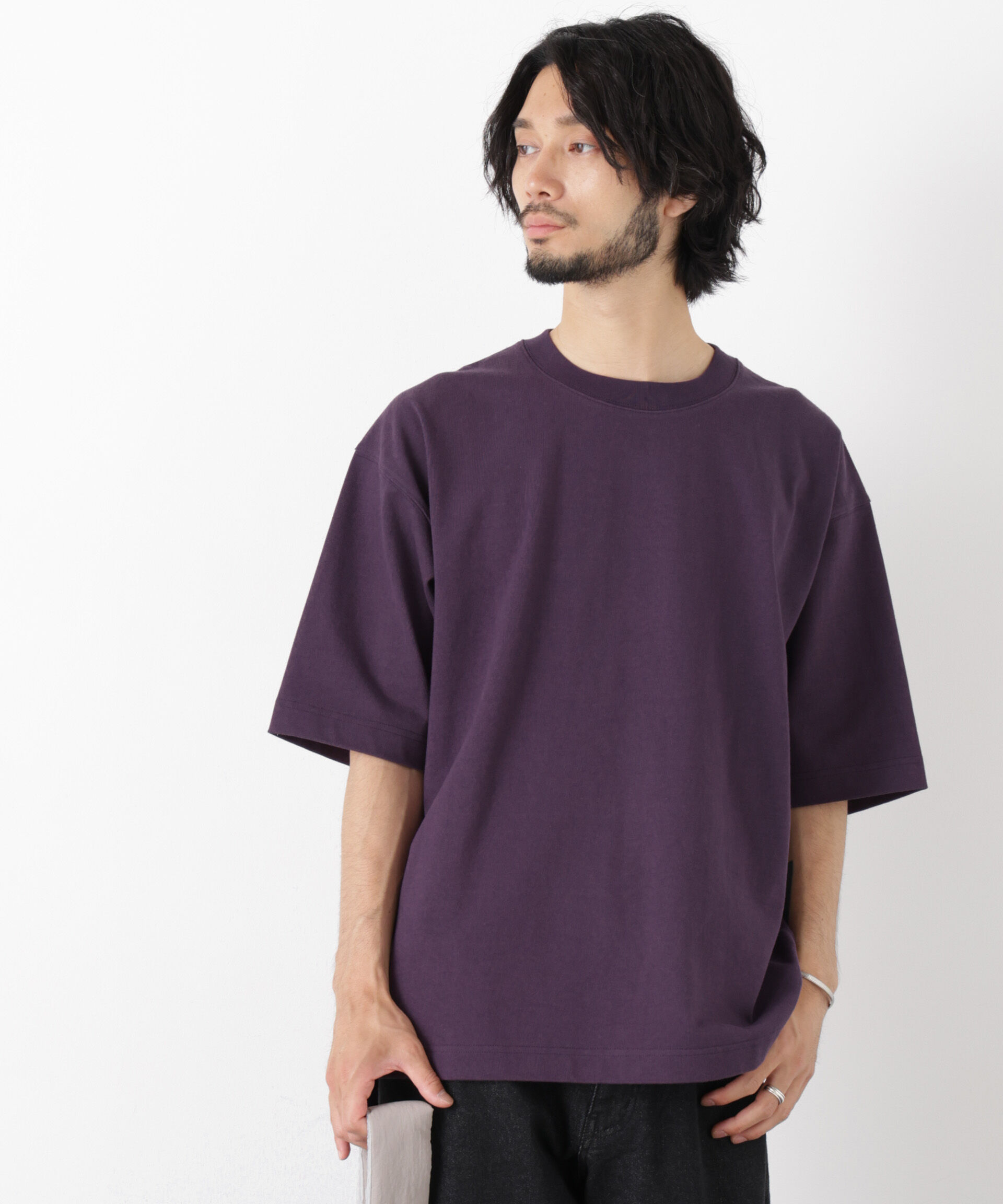 NANO universe「WEB限定/ヘビーウェイトカラーTシャツ 半袖」|Tシャツ・カットソー|D.パープル2