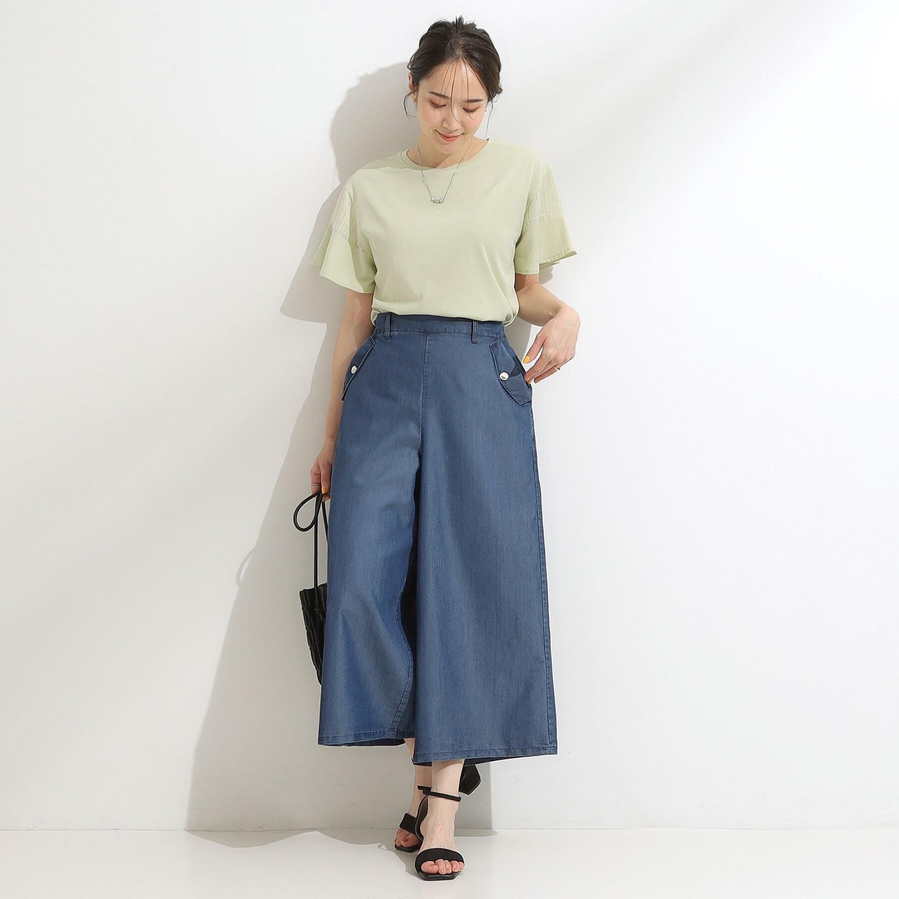SHOO･LA･RUE「【ひんやり/プチプラ】女性らしさ溢れる お袖シアーフリルトップス」|Tシャツ・カットソー|