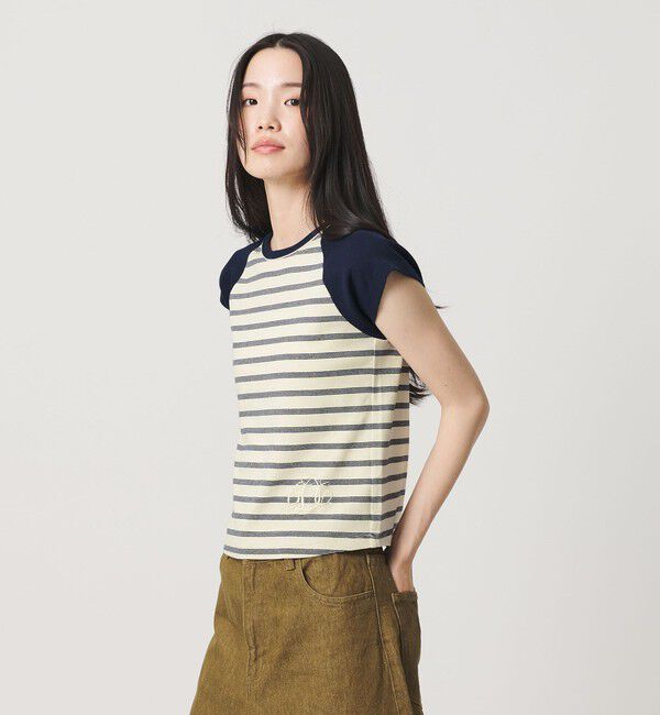 BEAUTY&YOUTH UNITED ARROWS「＜Girls Department Club＞ボーダー ダブルバインダー Tシャツ」|Tシャツ・カットソー|NAVY