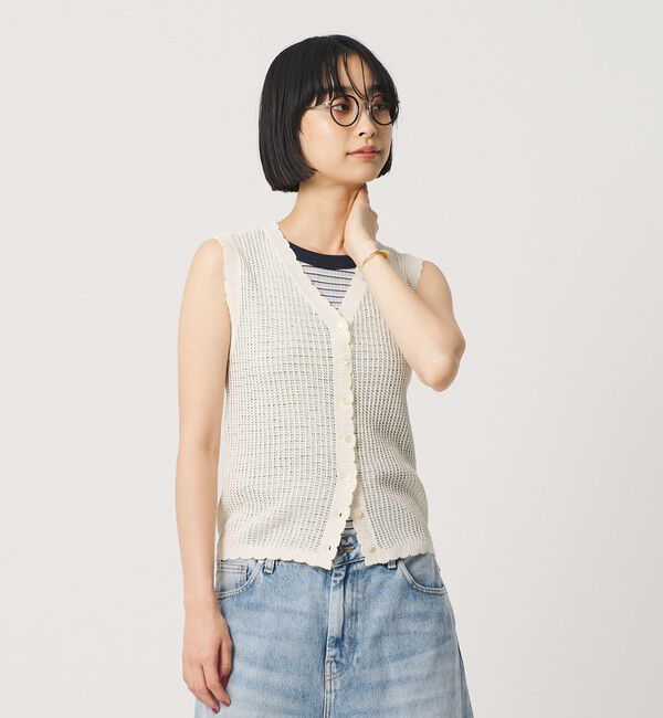 BEAUTY&YOUTH UNITED ARROWS「スカラップ Vネック メッシュ ニットベスト」|ベスト・ジレ|
