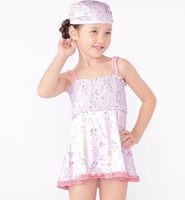 SHIPS KIDS「SHIPS KIDS:90～130cm / フラワー フリル スイム ワンピース」|その他|ピンク