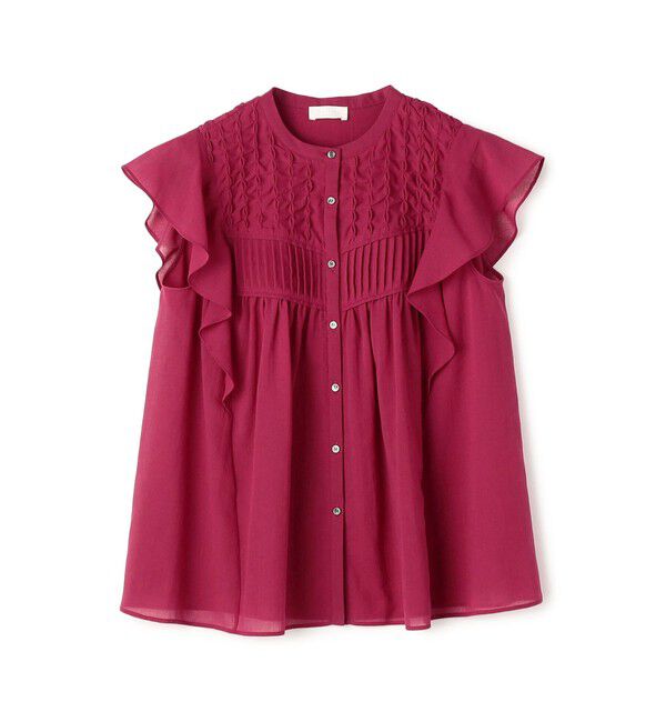 Ballsey「コットンクレープ マルチタックブラウス」|シャツ・ブラウス|37 レッド