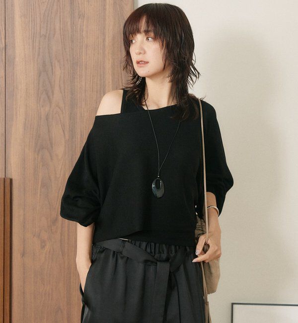  「予約【A・MONN】【セット着用可】cropped KNIT」|ニット・セーター|