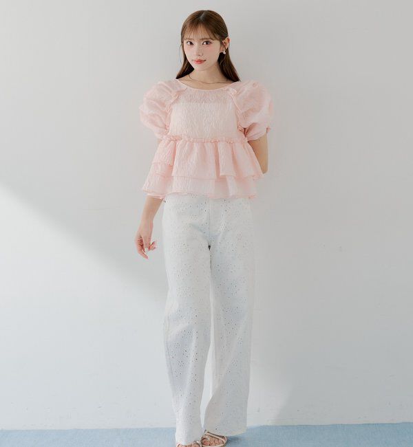  「【SALON by Chico】ハイウエストストレートワイドデニムパンツ」|デニム|
