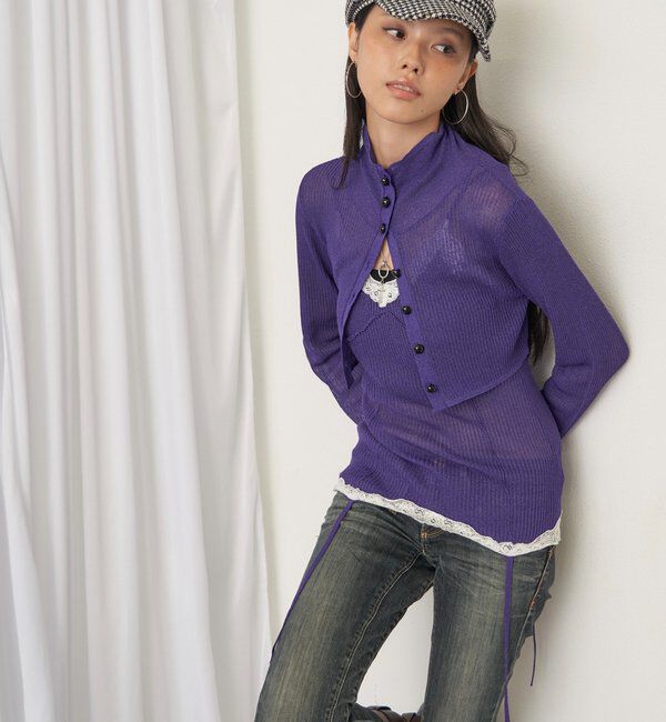  「シアーリブハイネックカーデ」|カーディガン|