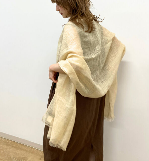 Rouge vif「【追加】【The Bagmati/ザ バグマティ】リネンストール」|マフラー|ライトベージュ