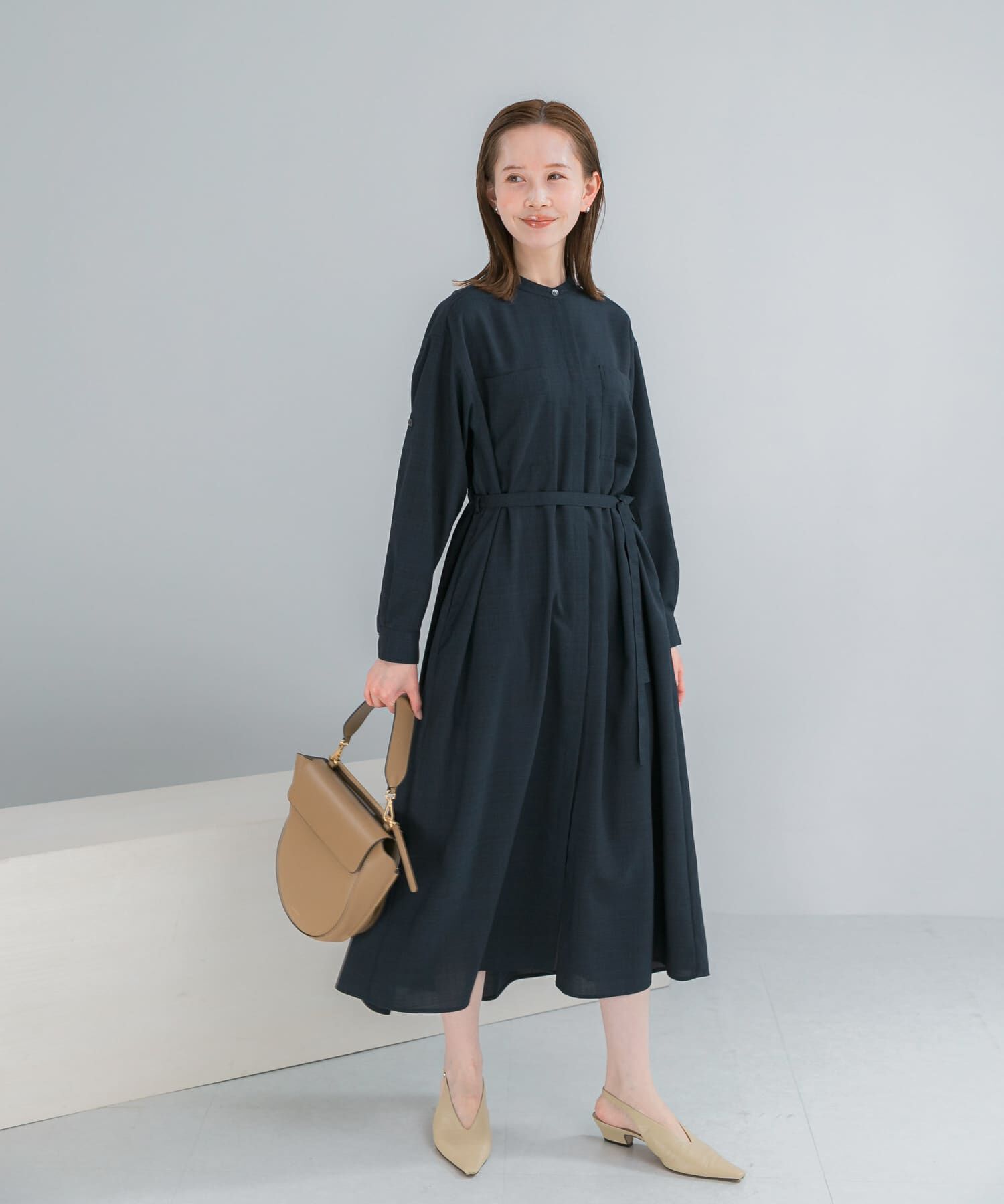 URBAN RESEARCH ROSSO「ウォッシャブルリネンライクシャツワンピース」|ワンピース|