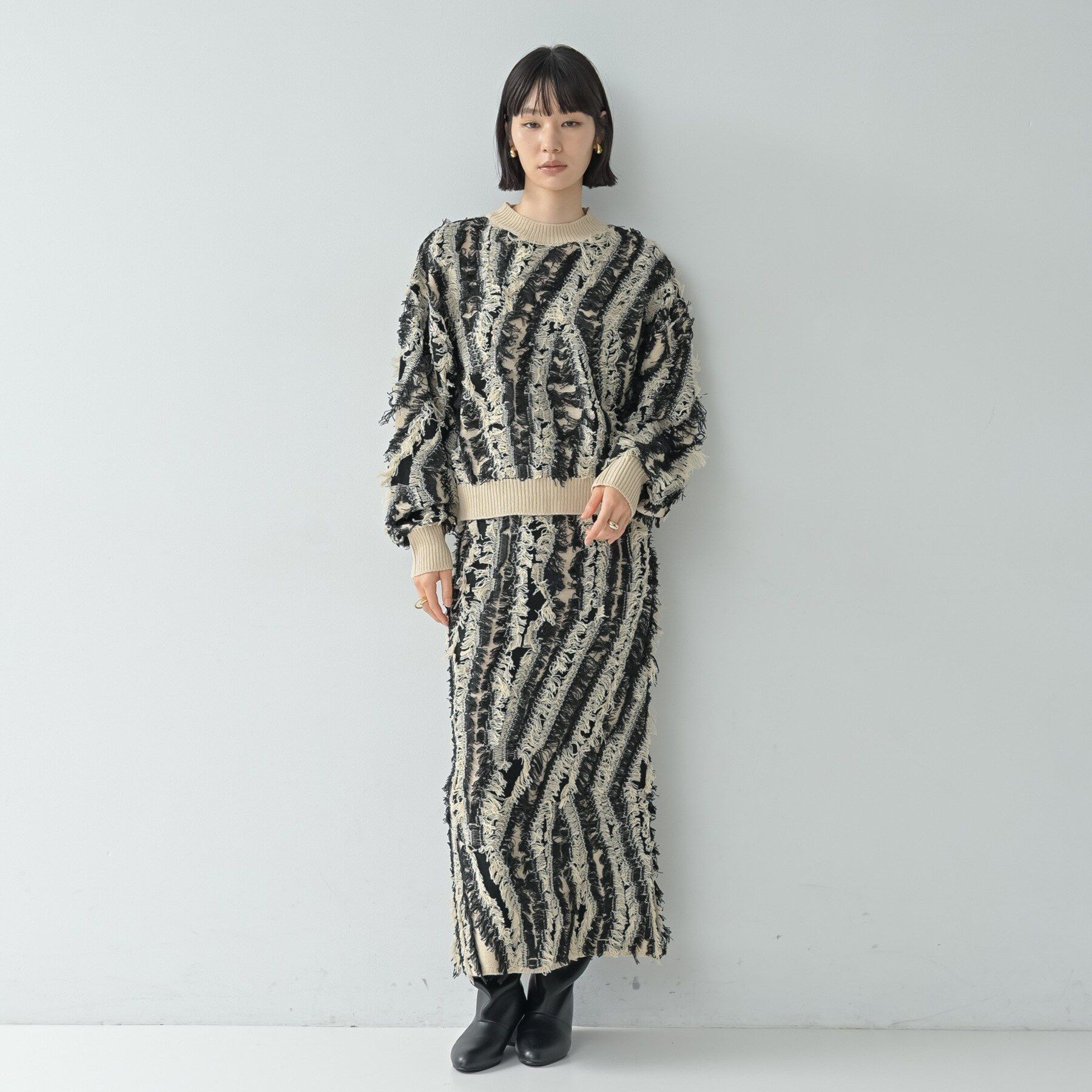 GALLEST「【セットアップ対応】アート柄フリンジジャカードニット」|ニット・セーター|