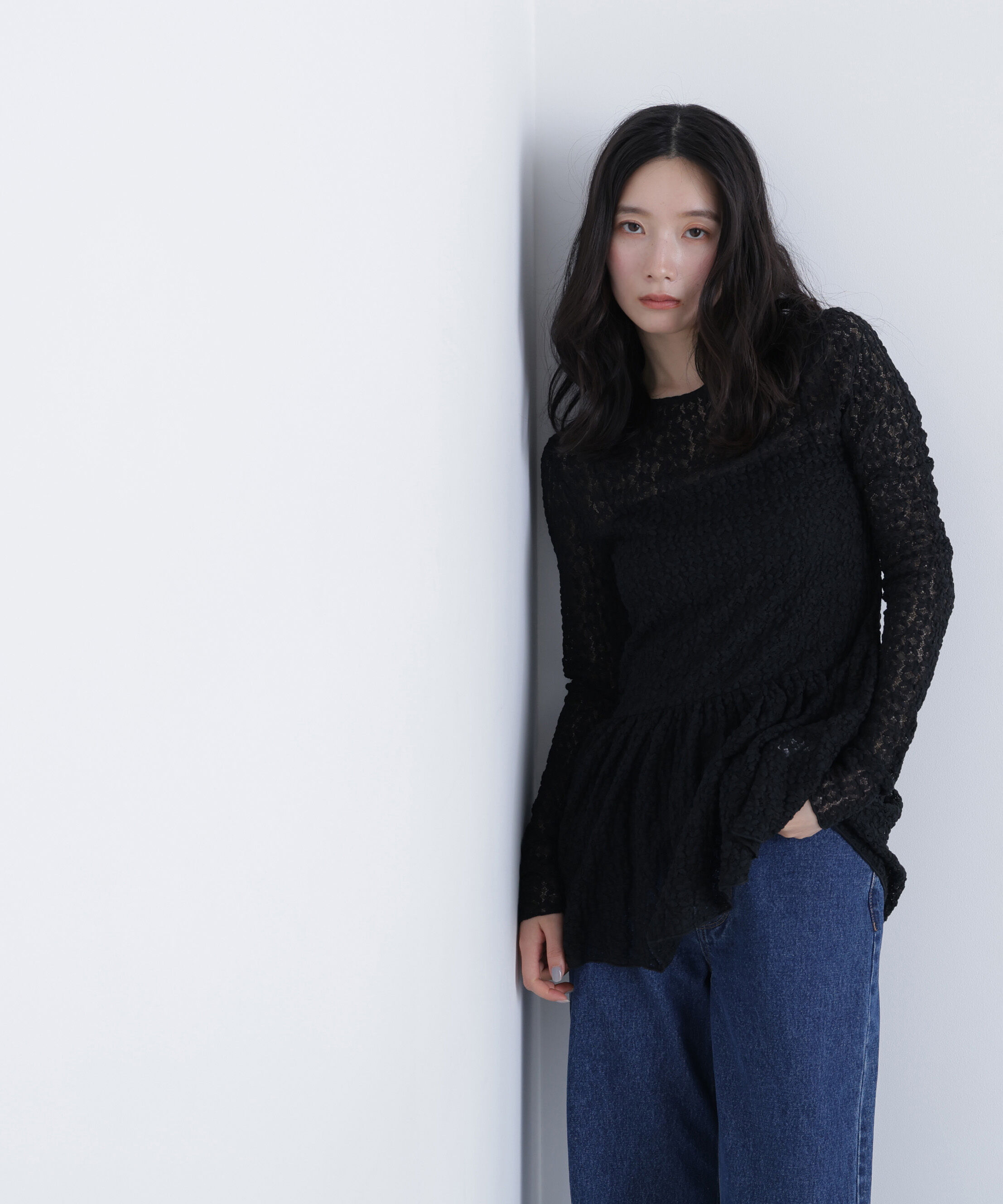  「〈N.〉 レースペプラムトップス」|Tシャツ・カットソー|ブラック