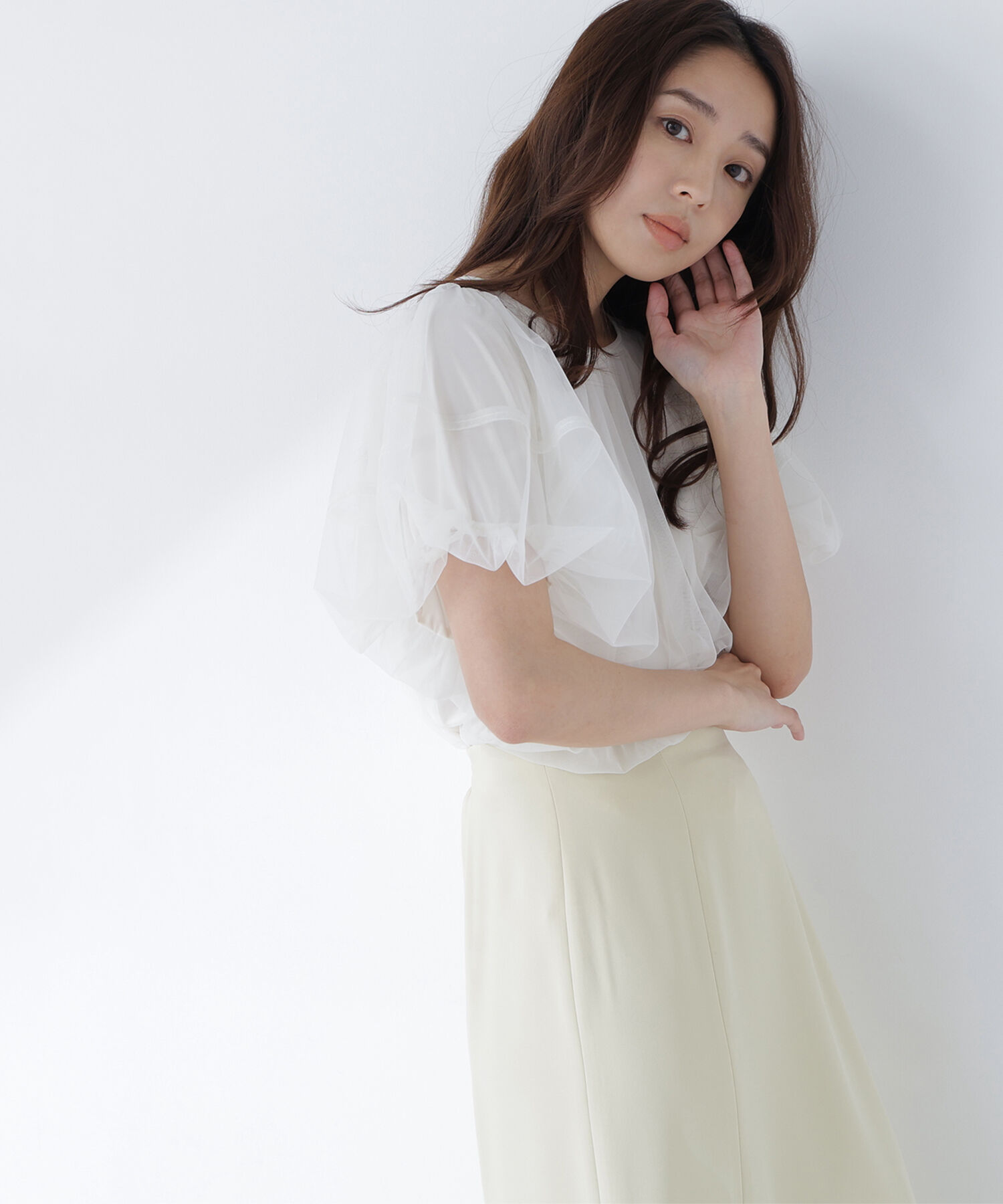  「チュールレイヤードトップス」|Tシャツ・カットソー|オフホワイト1