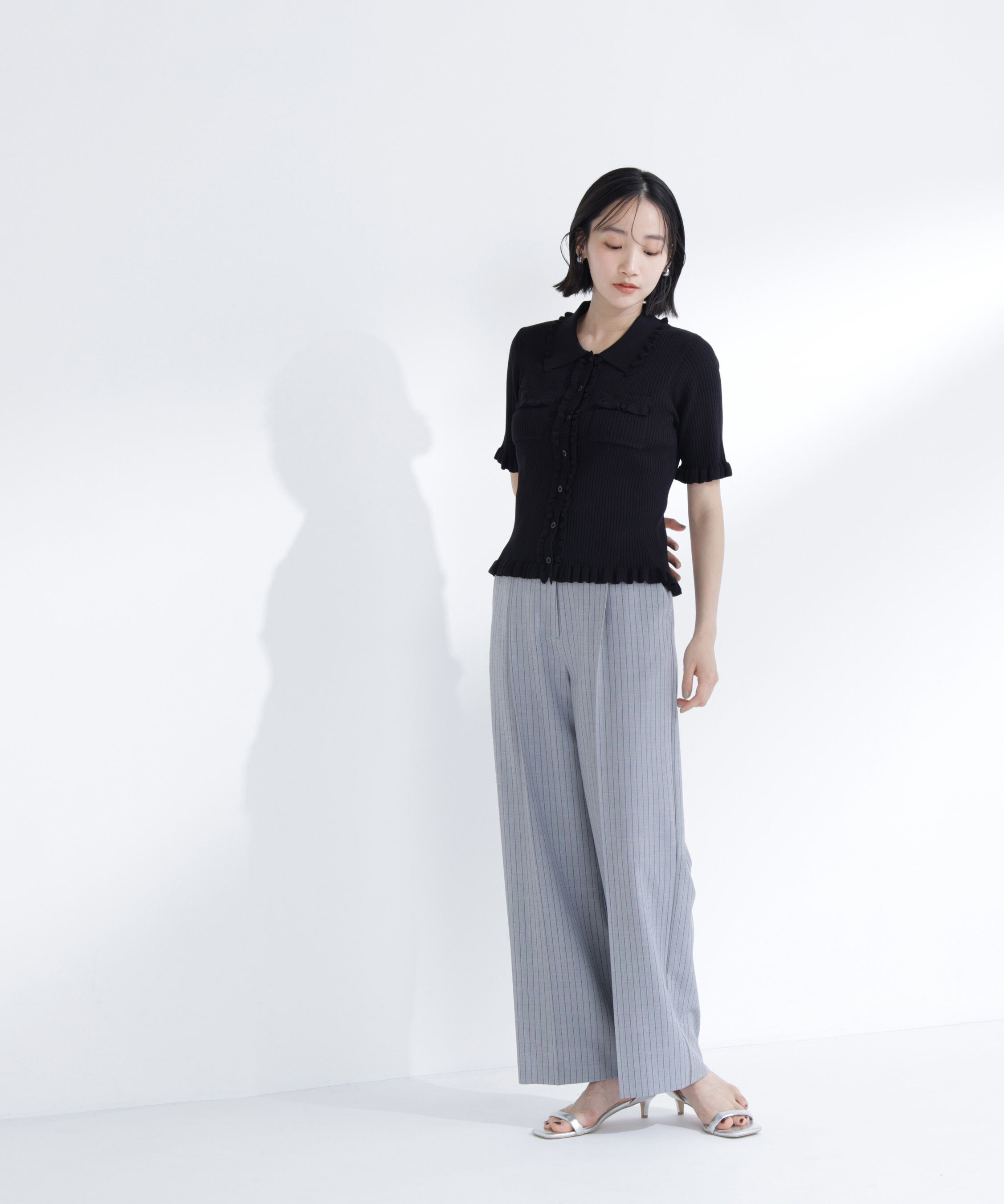  「ストライプタックストレートパンツ」|その他|