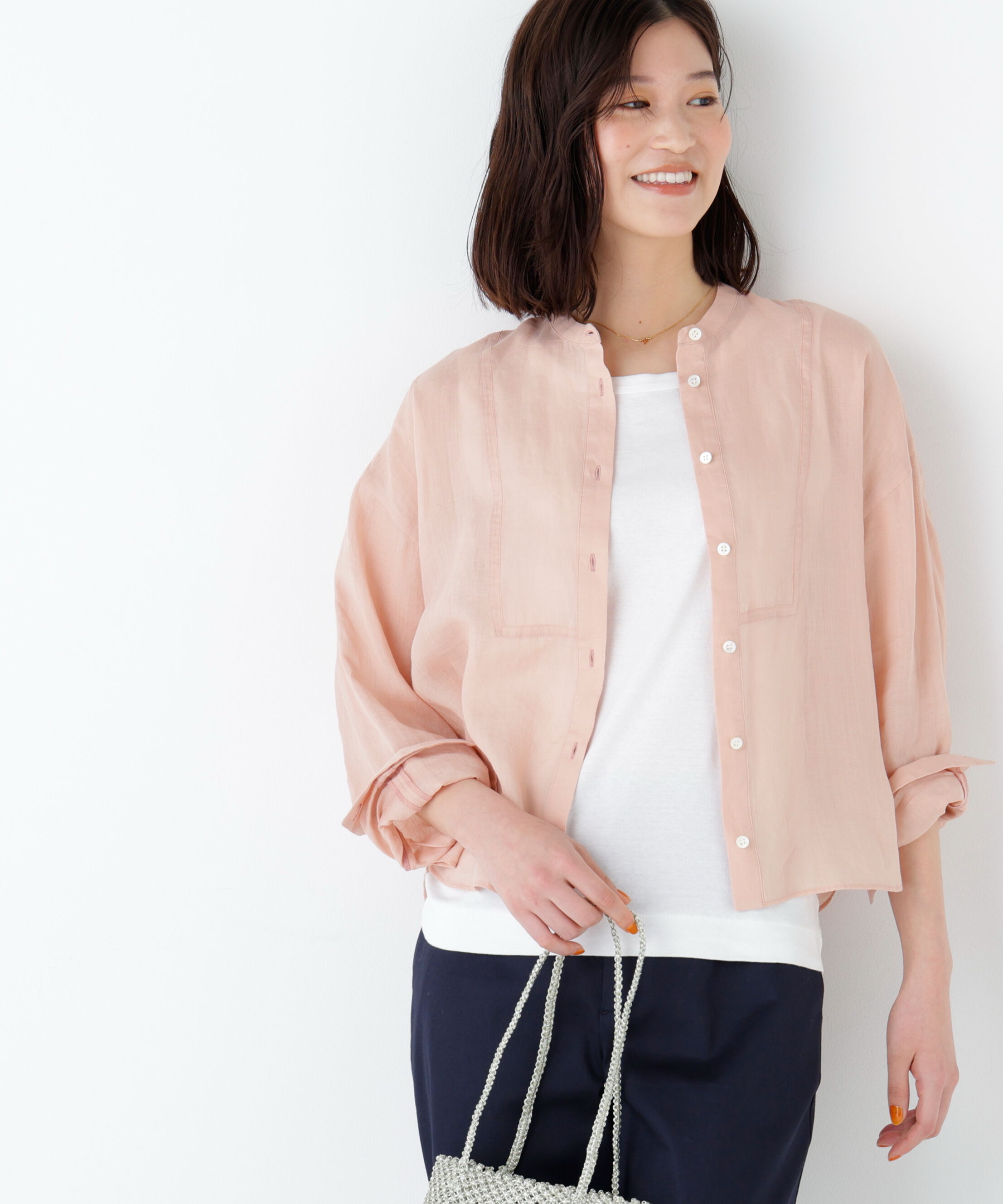  「《名品 / 洗える / 4カラー展開》ラミーボザムシャツブラウス」|シャツ・ブラウス|ピンク
