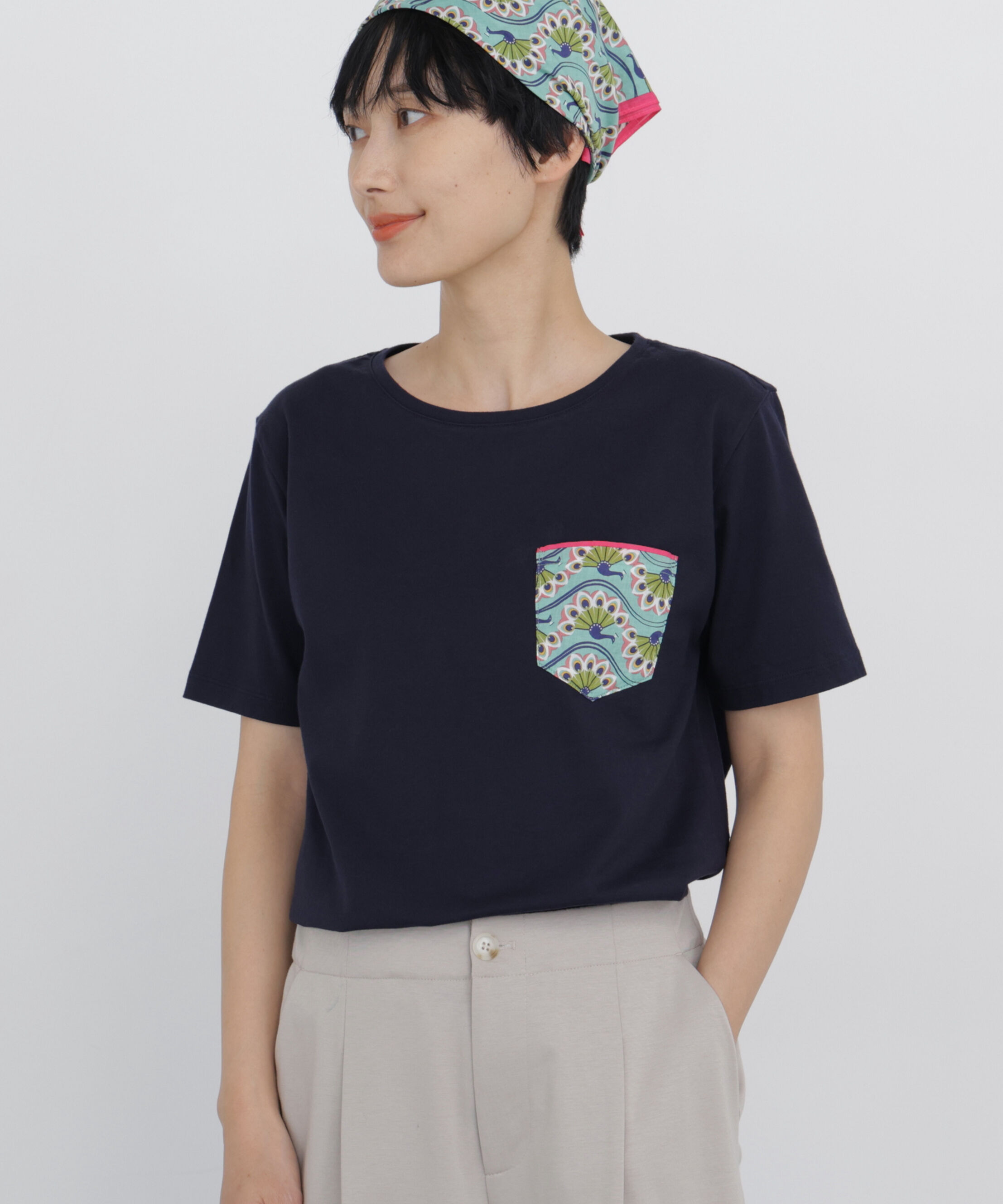  「《 大人気！ / CLOUDYコラボ 》アフリカンモチーフ  ポケットＴシャツ」|Tシャツ・カットソー|ネイビー