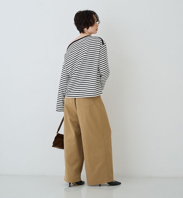Rouge vif「ボーダーボートネックカットソー/ロングスリーブTシャツ【予約】」|Tシャツ・カットソー|
