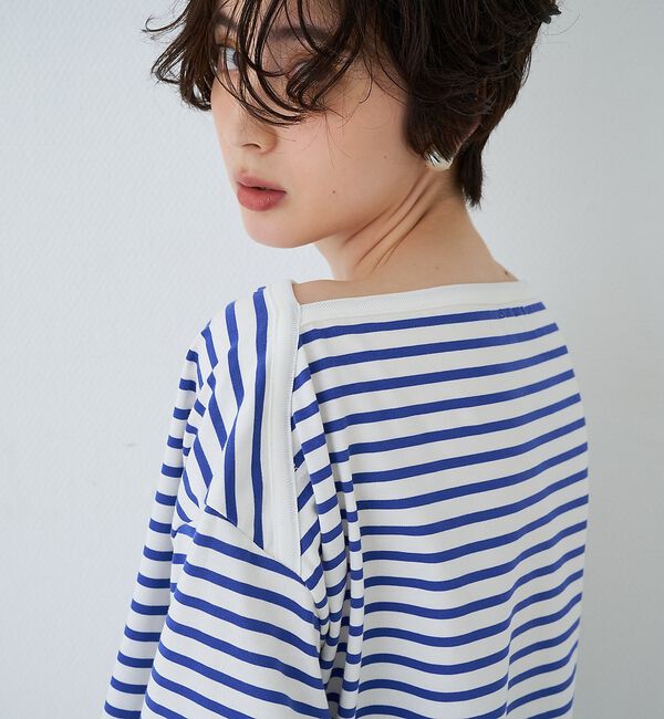 Rouge vif「ボーダーボートネックカットソー/ロングスリーブTシャツ【予約】」|Tシャツ・カットソー|