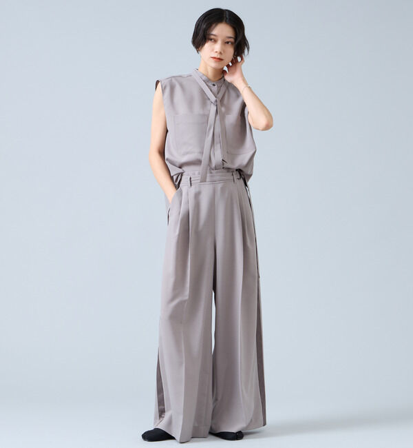 Liesse「ボウタイ付きフレンチスリーブブラウス（セットアップ可）」|シャツ・ブラウス|