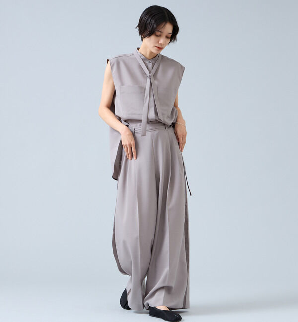 Liesse「ボウタイ付きフレンチスリーブブラウス（セットアップ可）」|シャツ・ブラウス|
