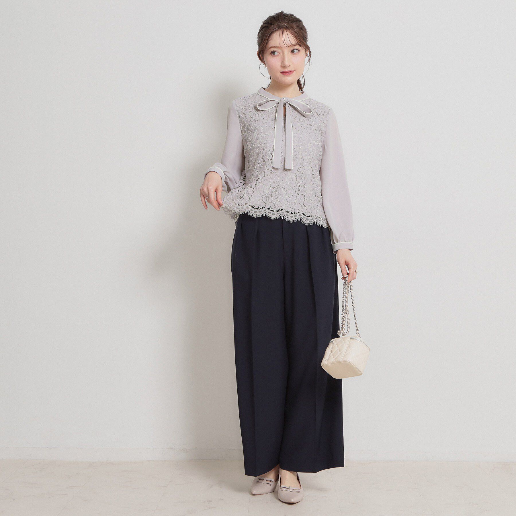 Couture broach「【洗える・通勤】フラワーレースブラウス」|シャツ・ブラウス|