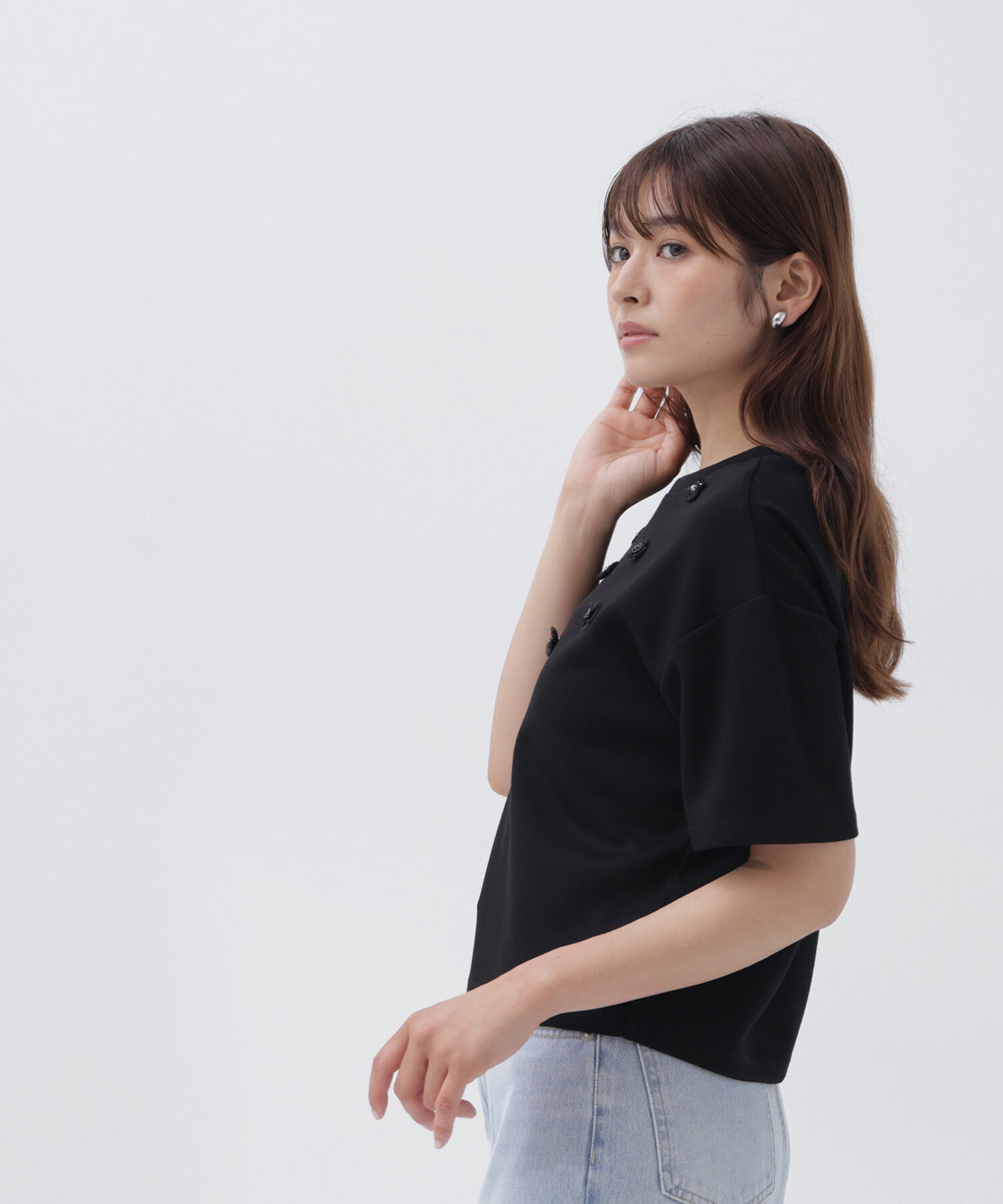  「フラワーモチーフカットソー」|Tシャツ・カットソー|