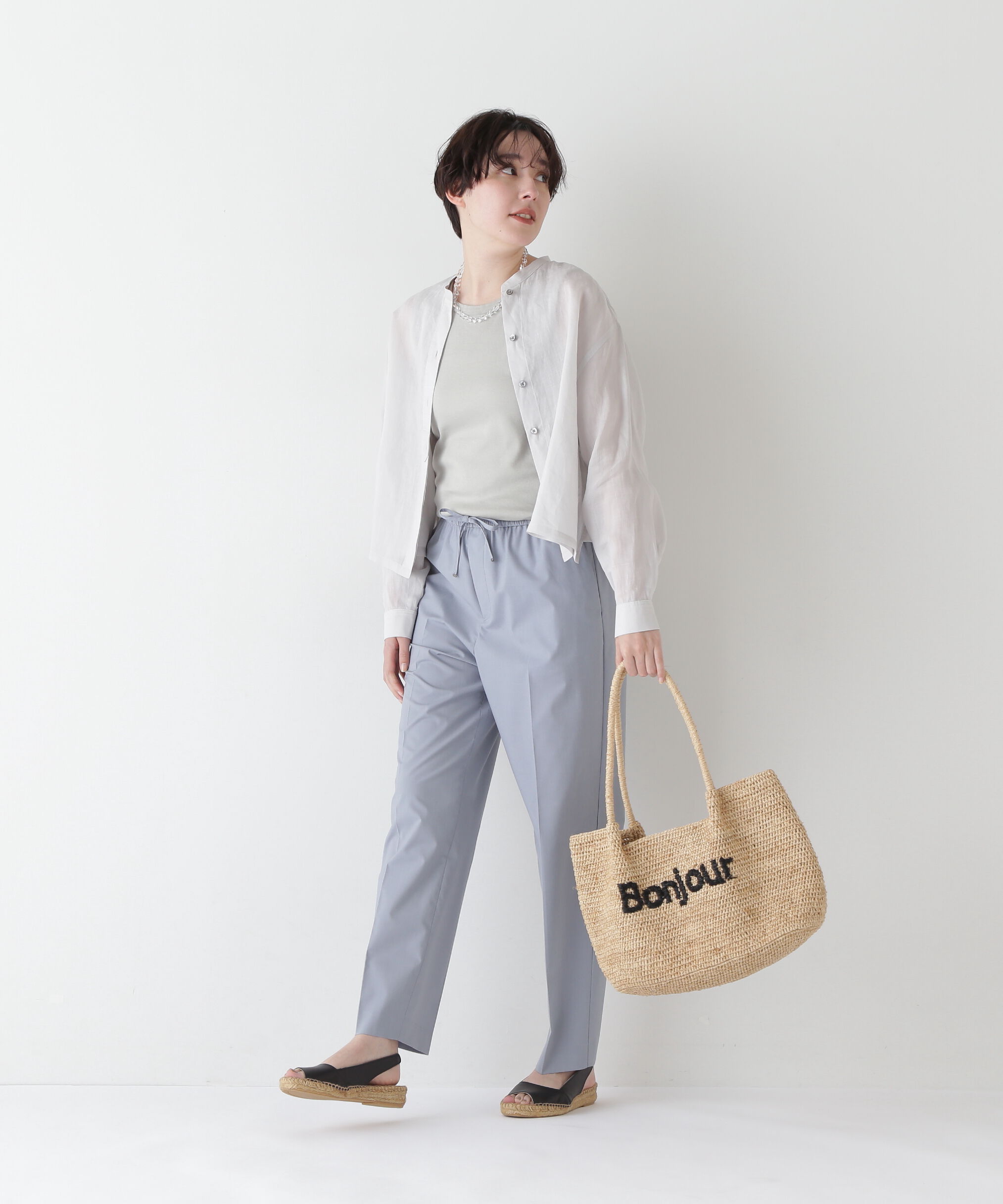  「◆≪接触冷感≫ ポプリンストレッチドローストリングテーパードパンツ」|その他|