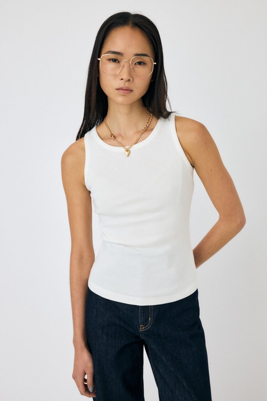 MOUSSY「BASIC RIB タンクトップ」|タンクトップ|WHT