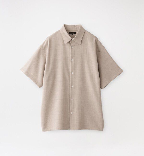  「リネンライクハーフスリーブシャツ」|シャツ・ブラウス|ベージュ