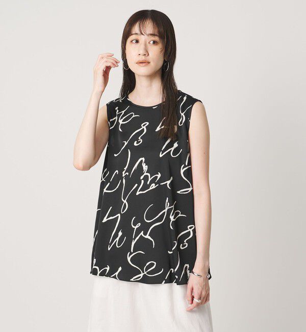 UNITED ARROWS「アブストラクト プリント ブラウス」|シャツ・ブラウス|BLACK