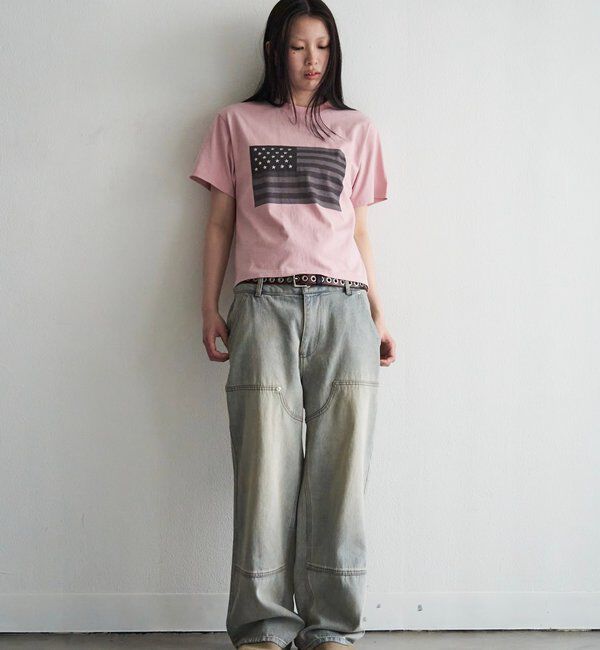  「【UNISEX】【KOOKY'N】スタースタッズフラッググラフィックTEE」|Tシャツ・カットソー|
