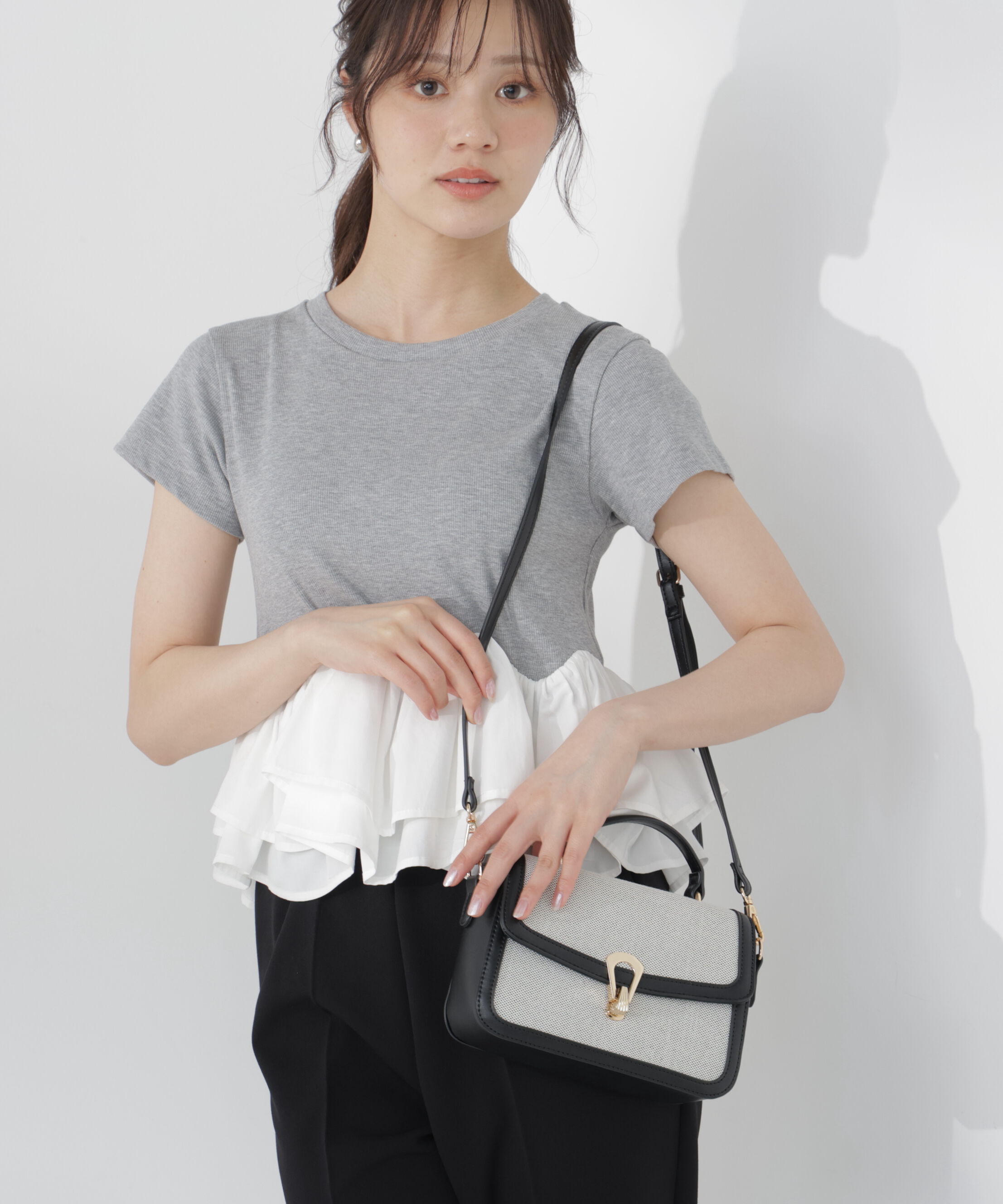 PROPORTION BODY DRESSING「＜中川紅葉さん着用＞バイカラーミニショルダーバッグ」|その他|ブラック