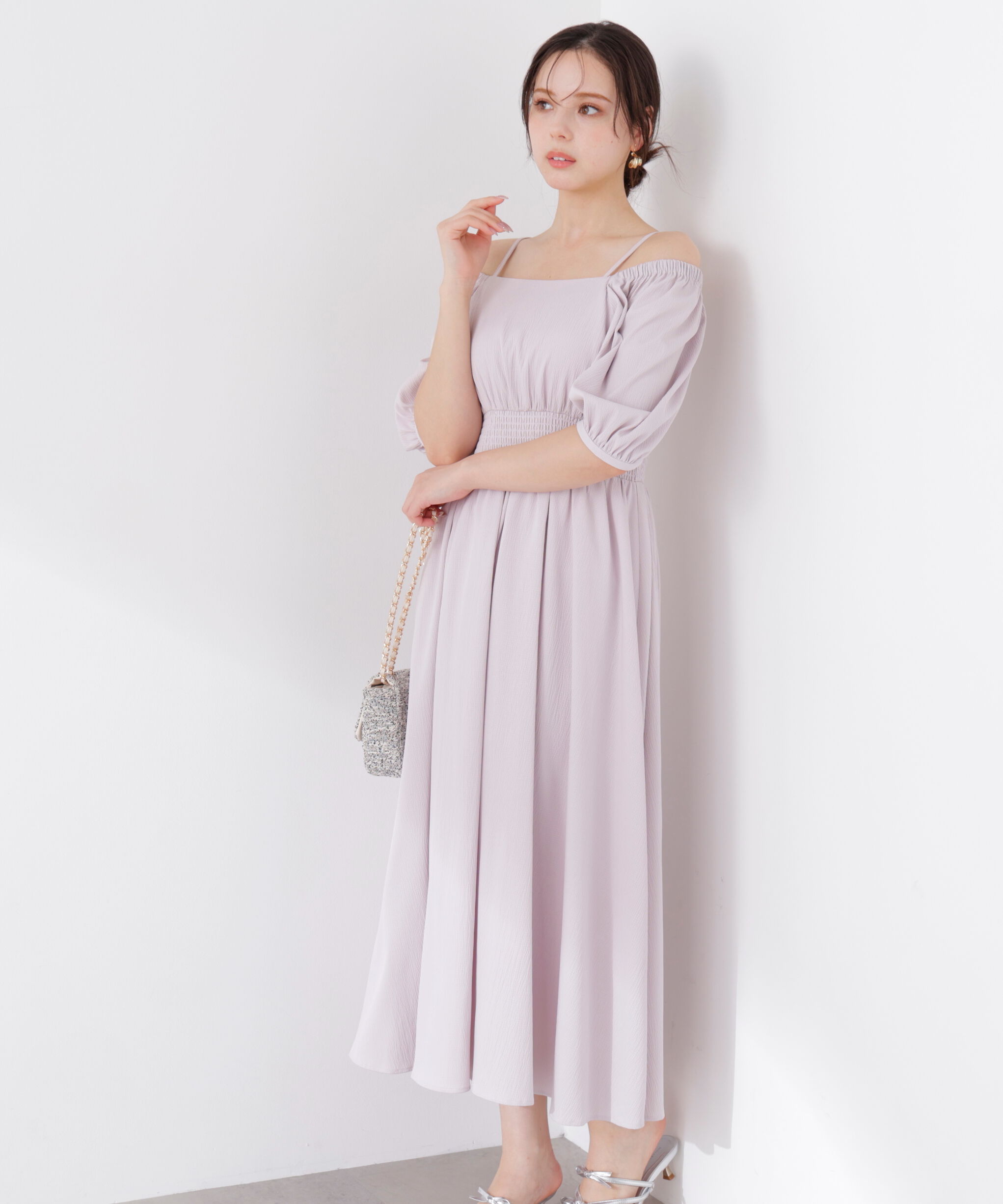 PROPORTION BODY DRESSING「2wayパフスリーブワンピース 26SS」|ワンピース|ピンク