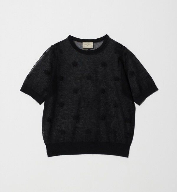 UNITED ARROWS「シアー フラワー ショートスリーブ ニット ‐ウォッシャブル‐」|ニット・セーター|