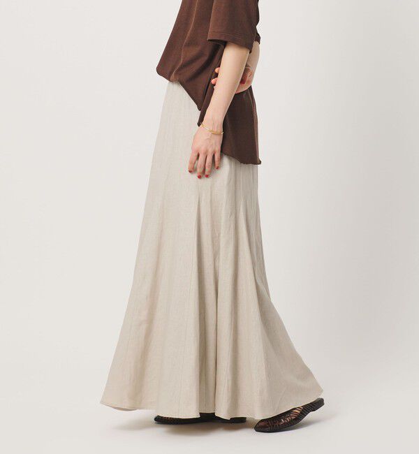 BEAUTY&YOUTH UNITED ARROWS「【WEB限定】麻ブレンド フレアロングスカート ウォッシャブル」|フレア|BEIGE