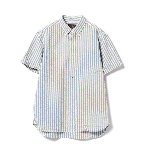 BEAMS PLUS「BEAMS PLUS / インディゴ シアサッカー ブルオーバー ショートスリーブ ボタンダウン シャツ」|シャツ・ブラウス|